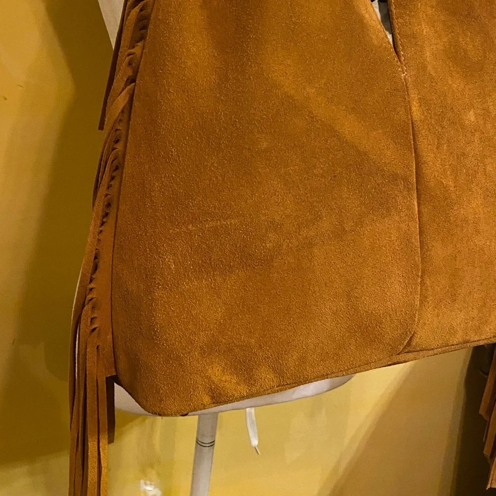 Divina Firenze Italian Tan Suede Fringe Hobo Bag NWT